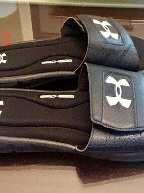 Under Armour Black Slide Sandals with White Label
